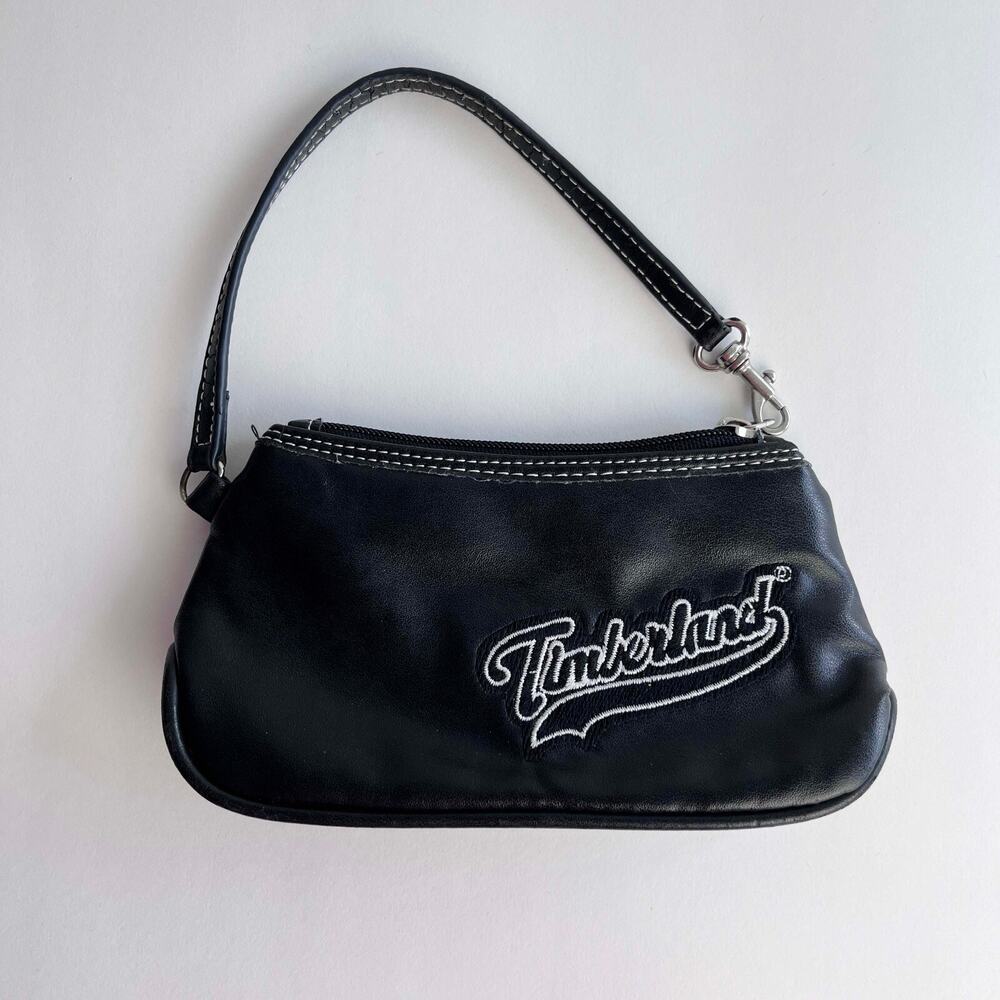Vintage Y2K Timberland Varsity Black Wristlet Mini Bag Wallet Embroidered Logo